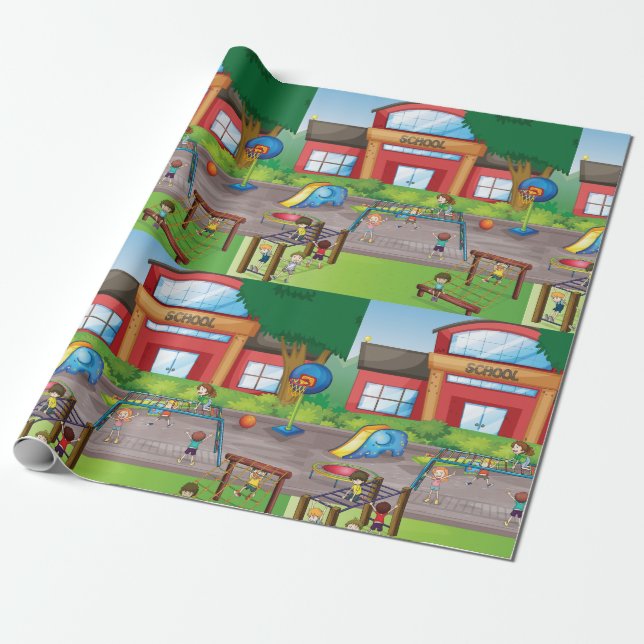Papier Cadeau Terrain de jeu scolaire (Déroulé)