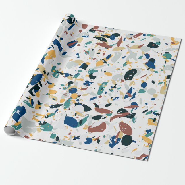 Papier Cadeau Terrazzo motif sans couture. Design abstrait moder (Déroulé)