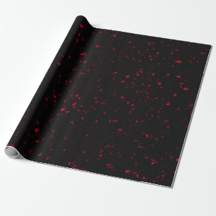 Papier Cadeau Terrazzo Retro Rouge Noir Élégant Motif Vintage