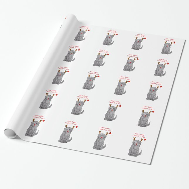 Papier Cadeau Terre-Neuve cher Père Noël…. (Déroulé)