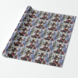 Papier Cadeau Terrier Cairn à moto Noël