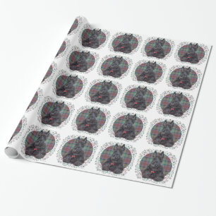 Papier Cadeau Térrier écossais sur tartan