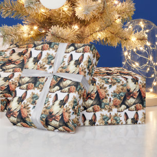 Papier Cadeau Terrier Floral Cute Retro