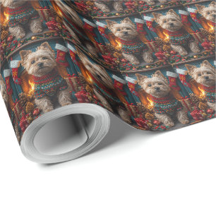 Papier Cadeau Tervueren Cairn Terrier avec des cadeaux de Noël C