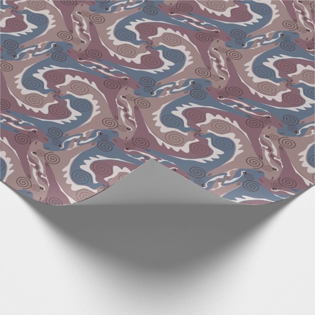 Papier Cadeau Tesselation de lièvres à torsion stylisée 7 Wrappe (Coin)