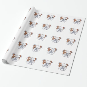 PAPIER CADEAU TÊTE ANGLAISE DE BOULEDOGUE