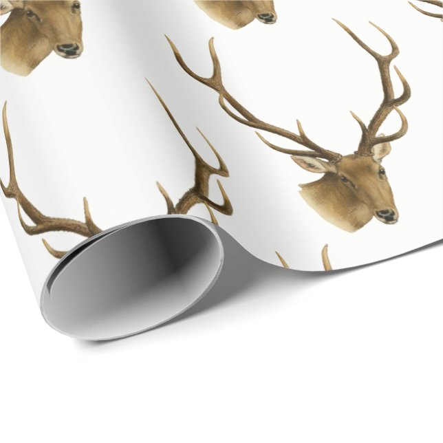 Papier Cadeau Tête de cerf avec gros colliers #1 (Coin rond)