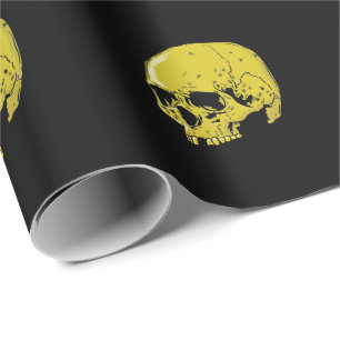 Papier Cadeau Tête de mort en or