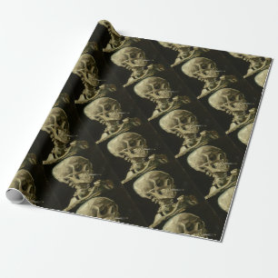 Papier Cadeau Tête de Vincent van Gogh d'un squelette avec la