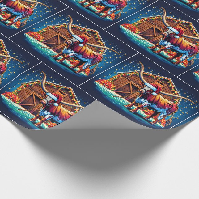 Papier Cadeau Texas Longhorn debout par Christmas Grange (Coin)