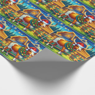 Papier Cadeau Texas Longhorn debout par Christmas Grange