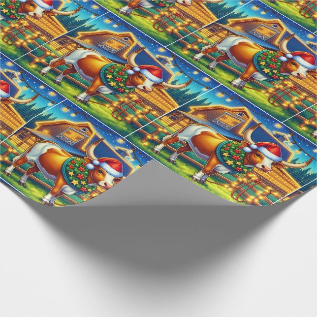 Papier Cadeau Texas Longhorn debout par Christmas Grange (Coin)