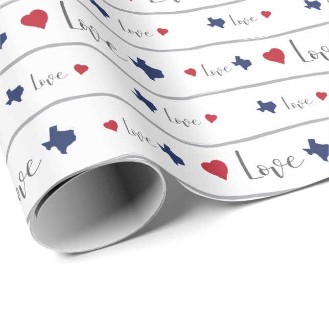 Papier Cadeau Texas Love and Hearts Motif (Coin rond)