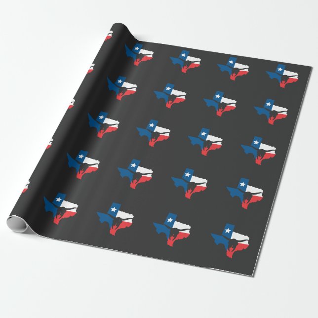 Papier Cadeau Texas State drapeau Longhorn silhouette (Déroulé)