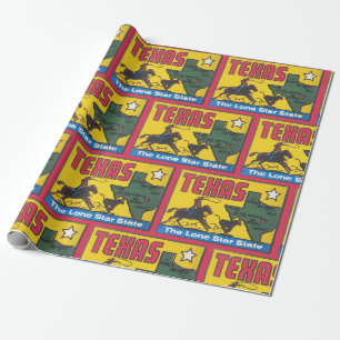 Papier Cadeau Texas vintage avec un cow-boy