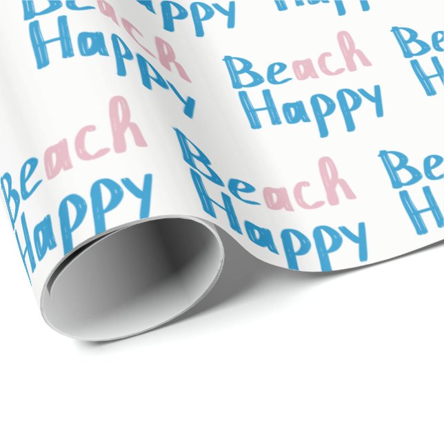 Papier Cadeau Texte de Beach Happy (Coin rond)