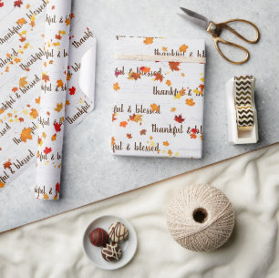 Papier Cadeau Texte de gratitude et de bénédiction avec feuilles