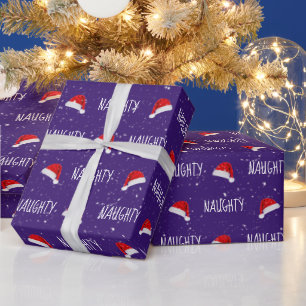 Papier Cadeau Texte de Noël vilain avec chapeaux de Père Noël