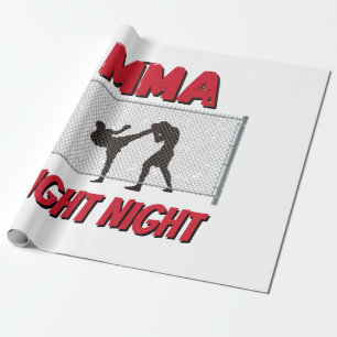 Papier Cadeau Texte de nuit de combat mixed martial art et Silho