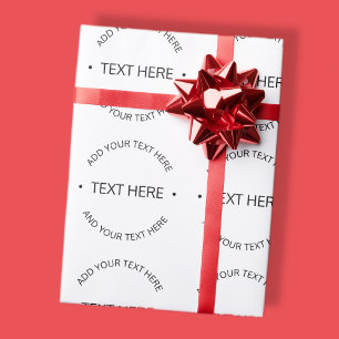 Papier Cadeau Texte éditable Simple Moderne Blanc & Noir