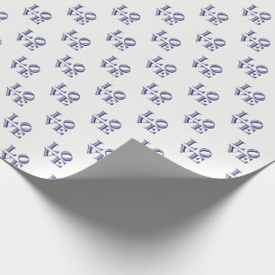 Papier Cadeau Texte graphique LOVE - Bleu