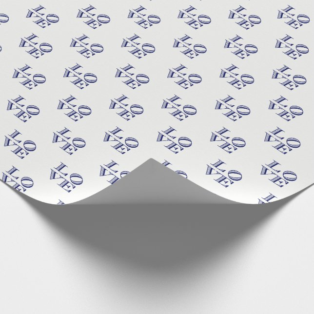 Papier Cadeau Texte graphique LOVE - Bleu (Coin)
