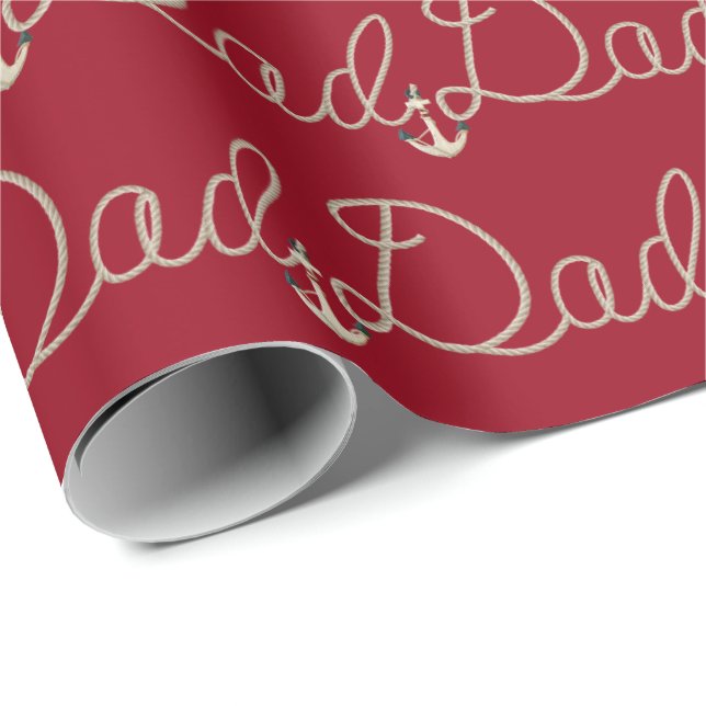 Papier Cadeau Texte papa dans la conception de corde nautique (Coin rond)