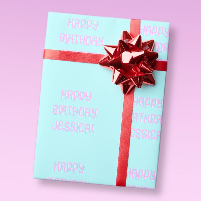 Papier Cadeau Texte personnalisable Joyeux anniversaire à n'impo (Créateur téléchargé)