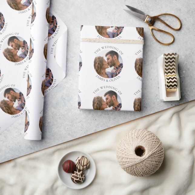 Papier Cadeau Texte personnalisé Ajouter un Mariage photo (Artisanat)