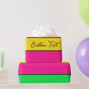PAPIER CADEAU TEXTE PERSONNALISÉ DE STRIPE SOLIDE DE COULEUR BRI