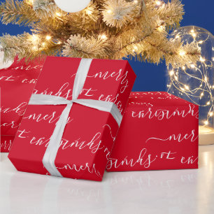 Papier Cadeau Texte personnalisé élégant rouge et blanc Joyeux N