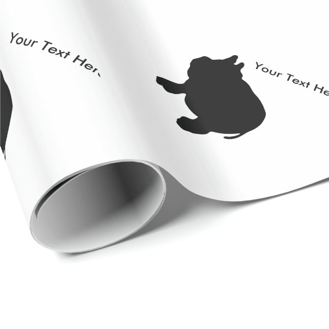 Papier Cadeau Texte personnalisé, mini porc noir (Coin rond)