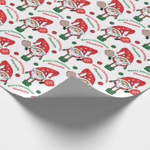 Papier Cadeau Texte personnalisé Pickleball Joyeux    NoëlEnve