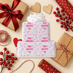 Papier Cadeau Texte rose rouge valentin
