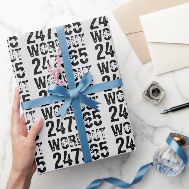 Papier Cadeau Texte usé et rayé Workout 247365 noir (Cadeaux)