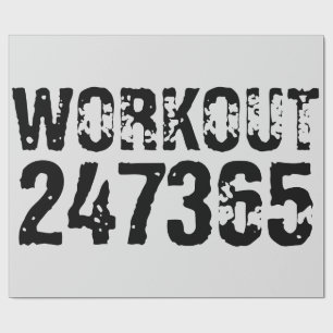 Papier Cadeau Texte usé et rayé Workout 247365 noir
