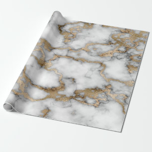 Papier Cadeau Texture cool en marbre blanc or