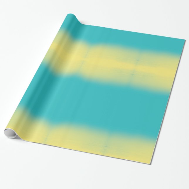 Papier Cadeau Texture d'aquarelle d'Ombre - bleu et jaune (Déroulé)