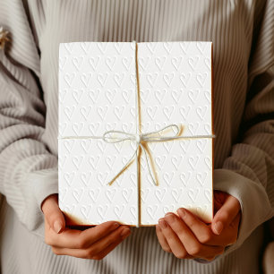 Papier Cadeau Texture de cœur élégant blanc de la Saint-Valentin