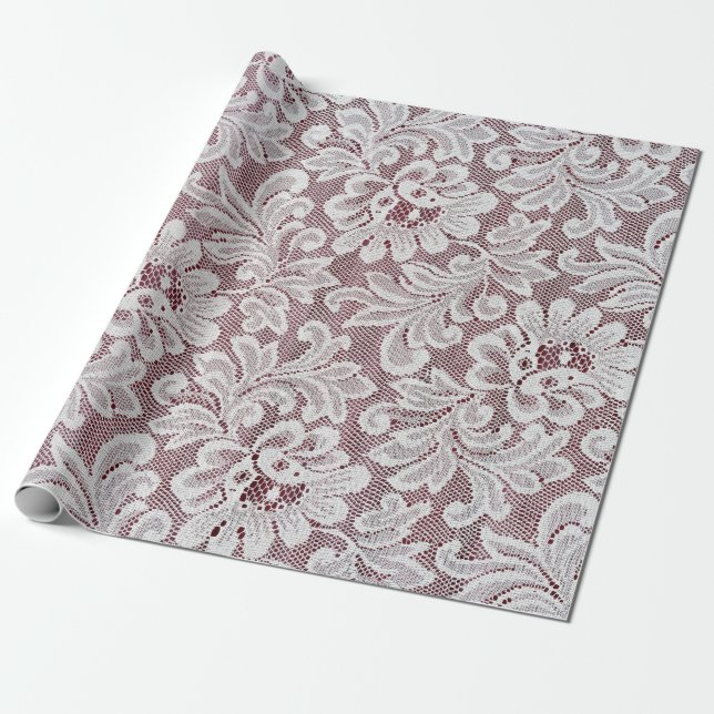 Papier Cadeau Texture de dentelle d'élégance blanche avec bea sa (Déroulé)