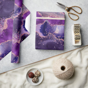 Papier Cadeau Texture de l'agate de la Glitterie violette