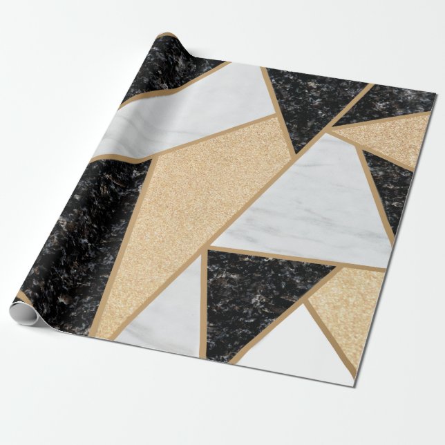 Papier Cadeau Texture de marbre géométrique tendance cool (Déroulé)