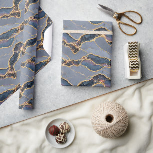 Papier Cadeau Texture de marbre gris foncé de luxe avec veines d