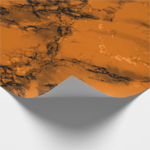 Papier Cadeau Texture de marbre orange et noir