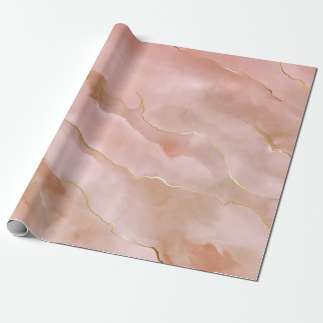 Papier Cadeau Texture de marbre rose (Déroulé)