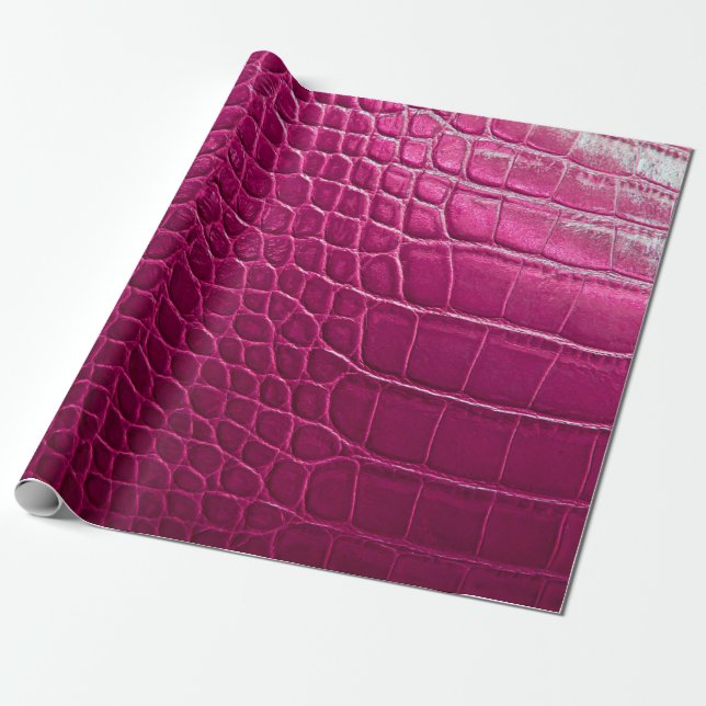 Papier Cadeau Texture de peau de crocodile rose (Déroulé)