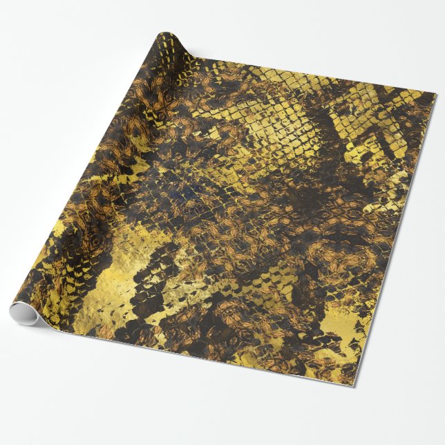 Papier Cadeau Texture de peau de serpent d'or de Faux sur le (Déroulé)