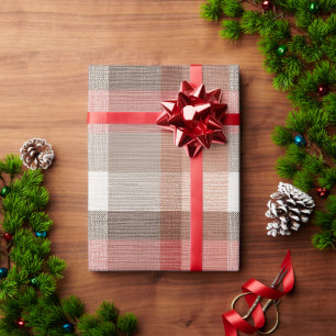 Papier Cadeau Texture de tissu à carreaux rustique chaud en cora