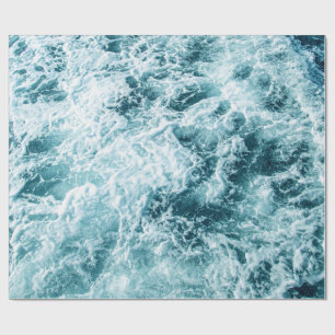 Papier Cadeau Texture des vagues de l'océan bleu