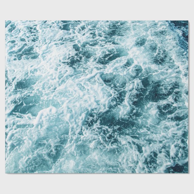 Papier Cadeau Texture des vagues de l'océan bleu (Plat)